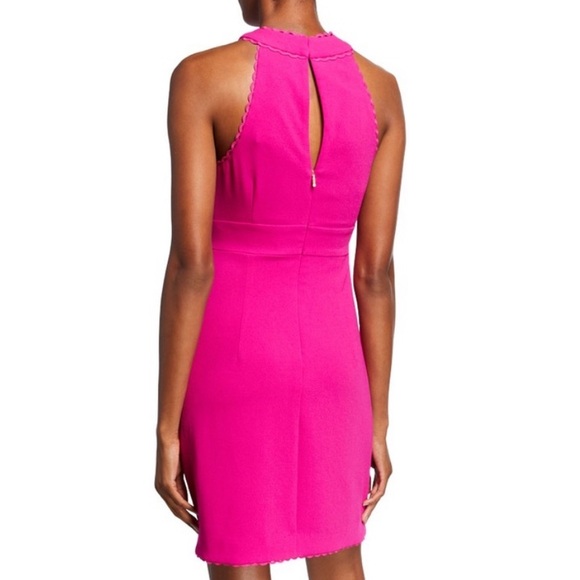 Trina Turk Rafter Hot Fuchsia Pink Scalloped Cutout Halter Mini Dress - 2 - Picture 3 of 15